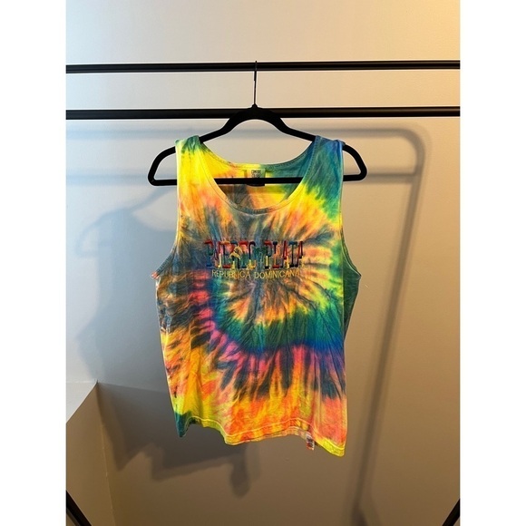 Other - Puerto Plata Dominican Republic Embroidered Neon Tie Dye Spiral Tank Size Medium